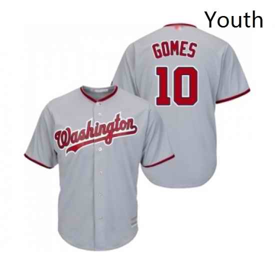 Youth Washington Nationals 10 Yan Gomes Replica Grey Road Cool Base Baseball Jersey